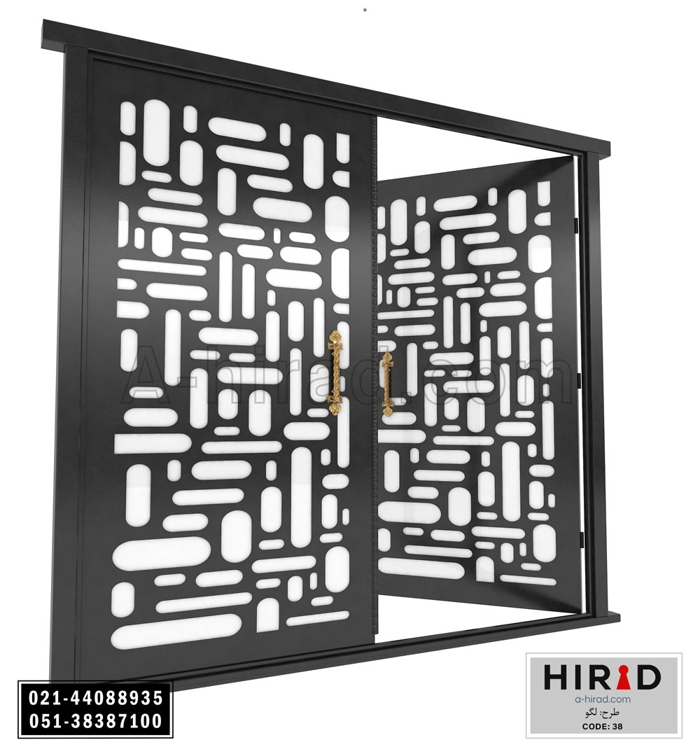 درب فلزی لیزری دولنگه هیراد طرح لگوکد 2038 عرض 265 ارتفاع 223 